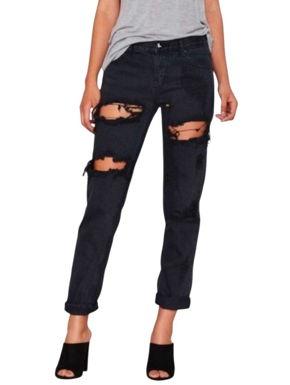 One Teaspoon Awesome Baggies Low Waist Relaxed Leg Tapered Jeans Black 24